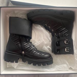 Gucci Black Matelassé Interlocking G boots